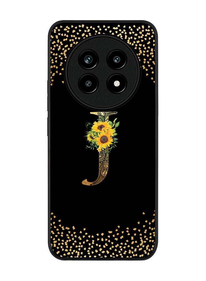For Realme 13 Pro / 13 Pro+ Case,Slim fit Camera Protection, Shockproof Thin Phone cover  - Custom Floral Monogram - J ( Black )